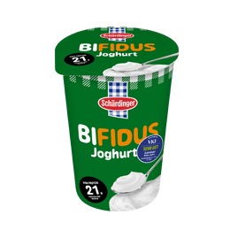 Das Bild zeigt den Schärdinger Bifidus im 500g Becher mit VKI Sticker