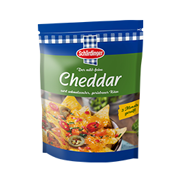 Das Bild zeigt den Schärdinger Cheddar gerieben