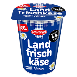 Das Bild zeigt den Schärdinger Landfrischkäse Natur im 400g Becher
