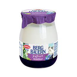 Das Bild zeigt die Schärdinger Bergbauern Fruchtjoghurt Sorte Heidelbeer