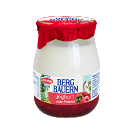 Das Bild zeigt die Schärdinger Bergbauern Fruchtjoghurt Sorte Rote Früchte