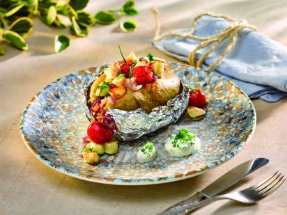 Mediterraner Ofenkartoffel mit Grillkäse Header