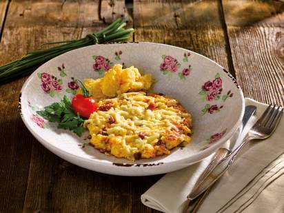 Emmentaler Holzhackeromelett mit Polenta Header