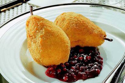 Birne mit Sirius Camembert gefüllt