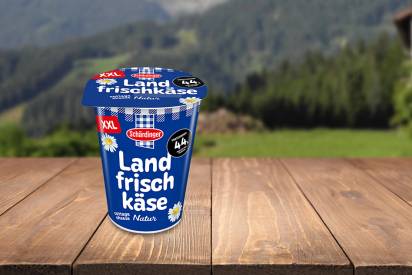 Das Bild zeigt den Schärdinger Landfrischkäse Natur im 400g Becher