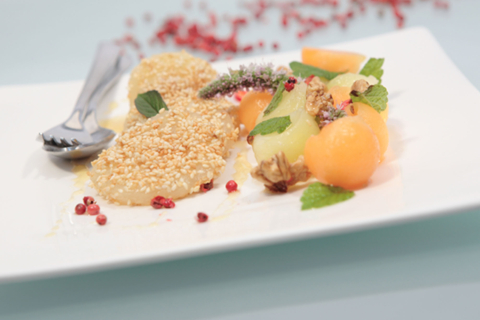 Marinierte Melone mit Sesam-Quargel Header