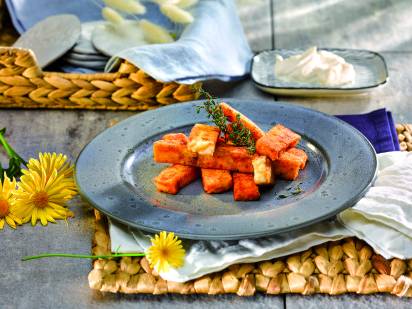 Frittierte Grillkäse Sticks mit Sauerrahm Dip Teaser