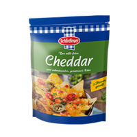 Das Bild zeigt den Schärdinger Cheddar gerieben