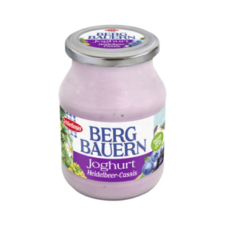 Das Bild zeigt die Schärdinger Bergbauern Joghurt Sorte Heidelbeer-Cassis
